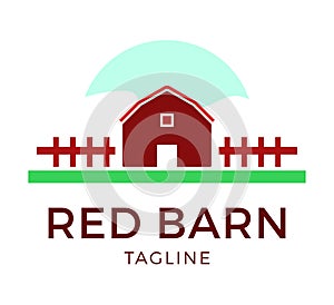 Red barn vector logo template design