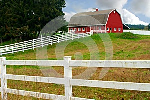 Red Barn and White Fence