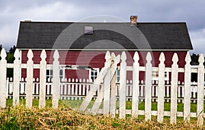 Red Barn with white picket fence