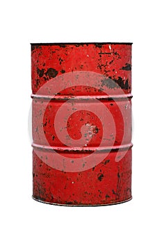 Red Barrel Oil rust old isolated on white background