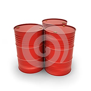 Red barrels on a white background