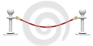 Red barrier rope section on white background