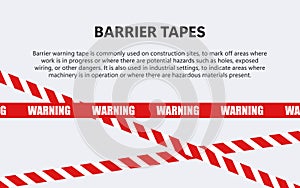 Red barrier tapes. Safety tape. Danger tapes. Caution tapes. Vector scalable graphics