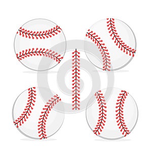 Red Baseball Stitches. Softball laces set. Vector illustration