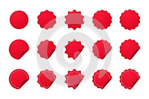 red basic shape for new product stickers special offer label