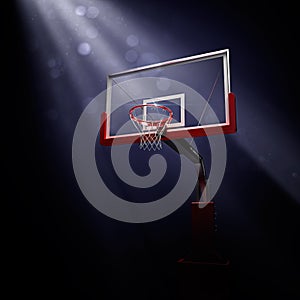 Red basketball houp in blue