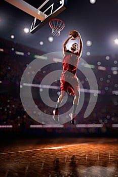 Red Basketball player in action