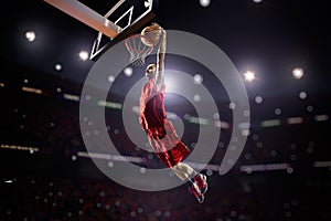 Red Basketball player in action