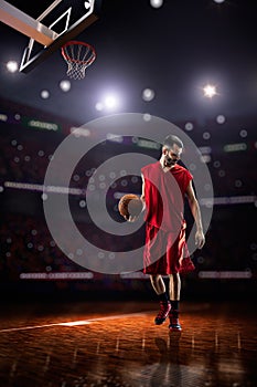 Red Basketball player in action