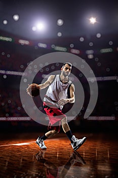 Red Basketball player in action