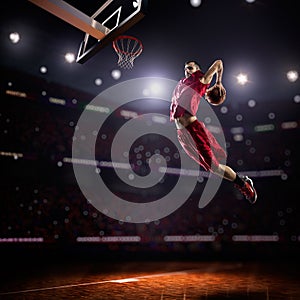 Red Basketball player in action