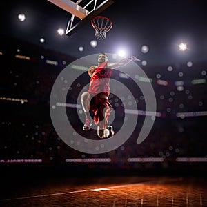 Red Basketball player in action