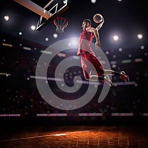 Red Basketball player in action