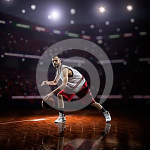 Red Basketball player in action