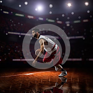 Red Basketball player in action