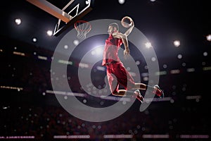 Red Basketball player in action photo