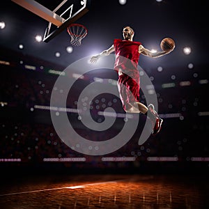 Red Basketball player in action