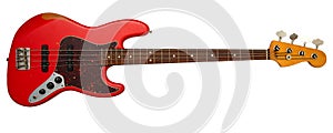 Red bass guitar