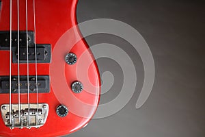 Red bass guitar