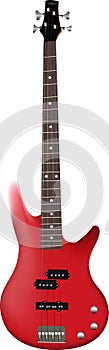 Red bass guitar