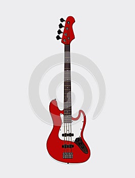 Red bass guitar