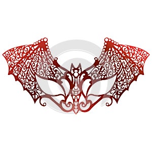 Red bat mask on a white background. The design is suitable for carnivals, balls, receptions, new year, decorations. Vector