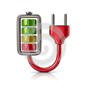 Red battery charging plug icon