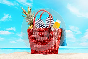 Red beach bag