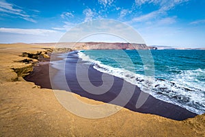 Red beach at Paracas in Peru