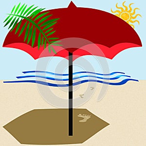 Red beach umbrella