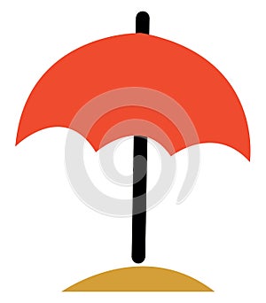 Red beach umbrella, icon