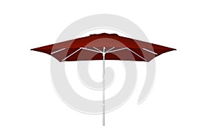 Red beach umbrella isolated on white