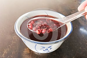 Red bean or azuki bean soup, popular dessert in Malaysia