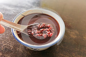 Red bean or azuki bean soup, popular dessert in Malaysia