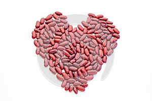 Red beans in heart shape