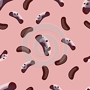 Red beans and pea beans seamless pattern, vector