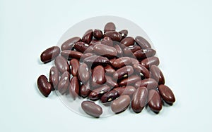 Red beans. Pile Red kidney bean isolated on white background.