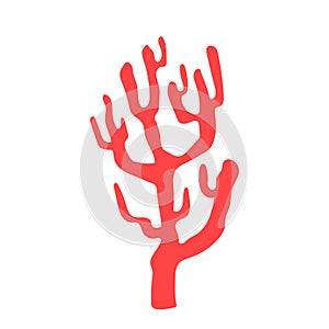 Red beautiful coral isolated with on a white background. Logo for diving center, aquarium, hotel spa, beach area, travel agency.