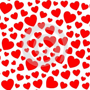 Red beautiful hearts seamless pattern. Vector illustration
