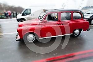 Red beautiful vintage taxi