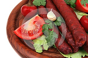 Red beef sausages