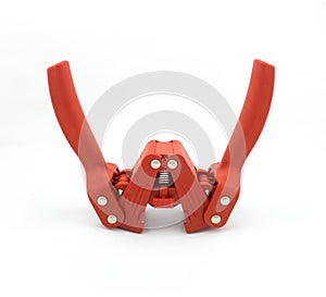 Red beer brewing capper on white background