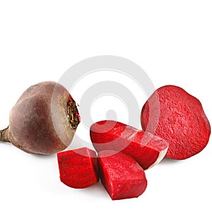 Red beet isolated on white background.