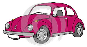 Red beetle line art retro car