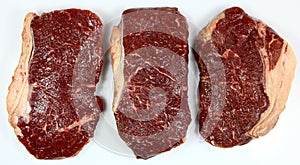 Red beff steak on white