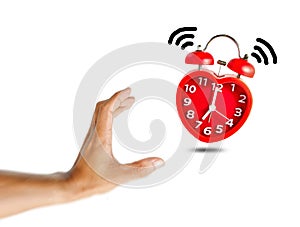 Red bell alarm clock wake up at 7 o`clock