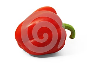 Red bell peper in horizontal position on white background