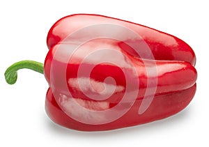 Red bell pepper isolated on white background. File contains clipping path