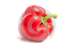 Red bell pepper isolated on white background. Red sweet pepper