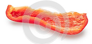 Red bell pepper longitudinal slice isolated on white background. File contains clipping path